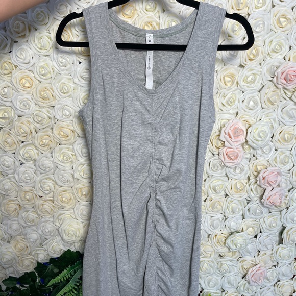 Lululemon LA Tight-To-Body Ruched Dress Light Grey - Picture 2 of 5
